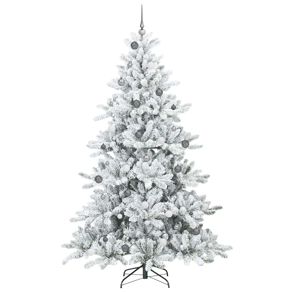 Artificial Hinged Christmas Tree White 240 cm PVC and Steel