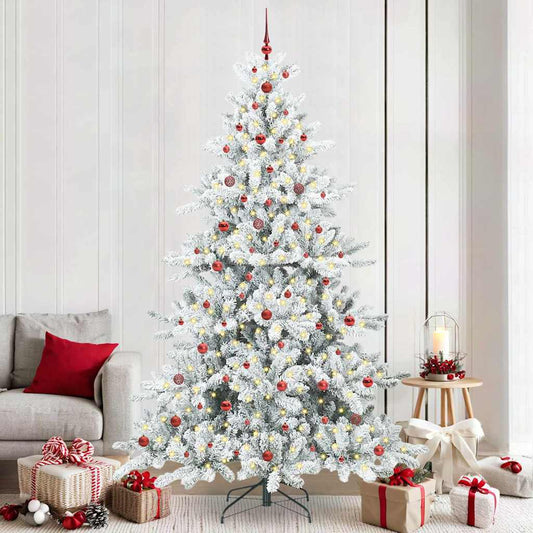 Artificial Hinged Christmas Tree White 240 cm PVC and Steel
