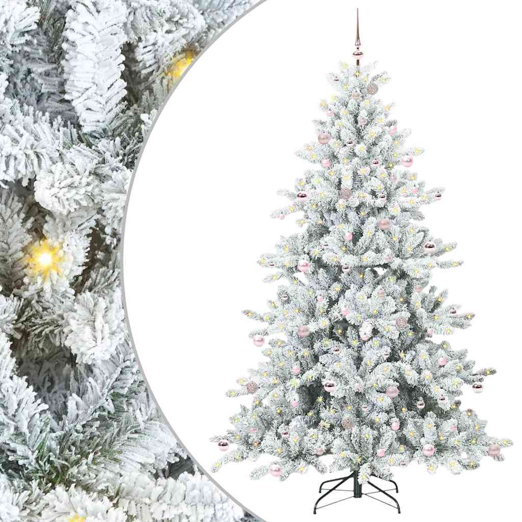 Artificial Hinged Christmas Tree White 240 cm PVC and Steel