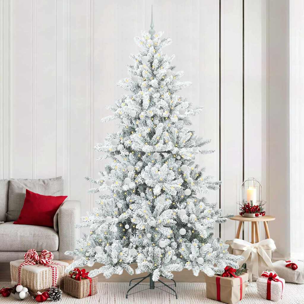 Artificial Hinged Christmas Tree White 240 cm PVC and Steel