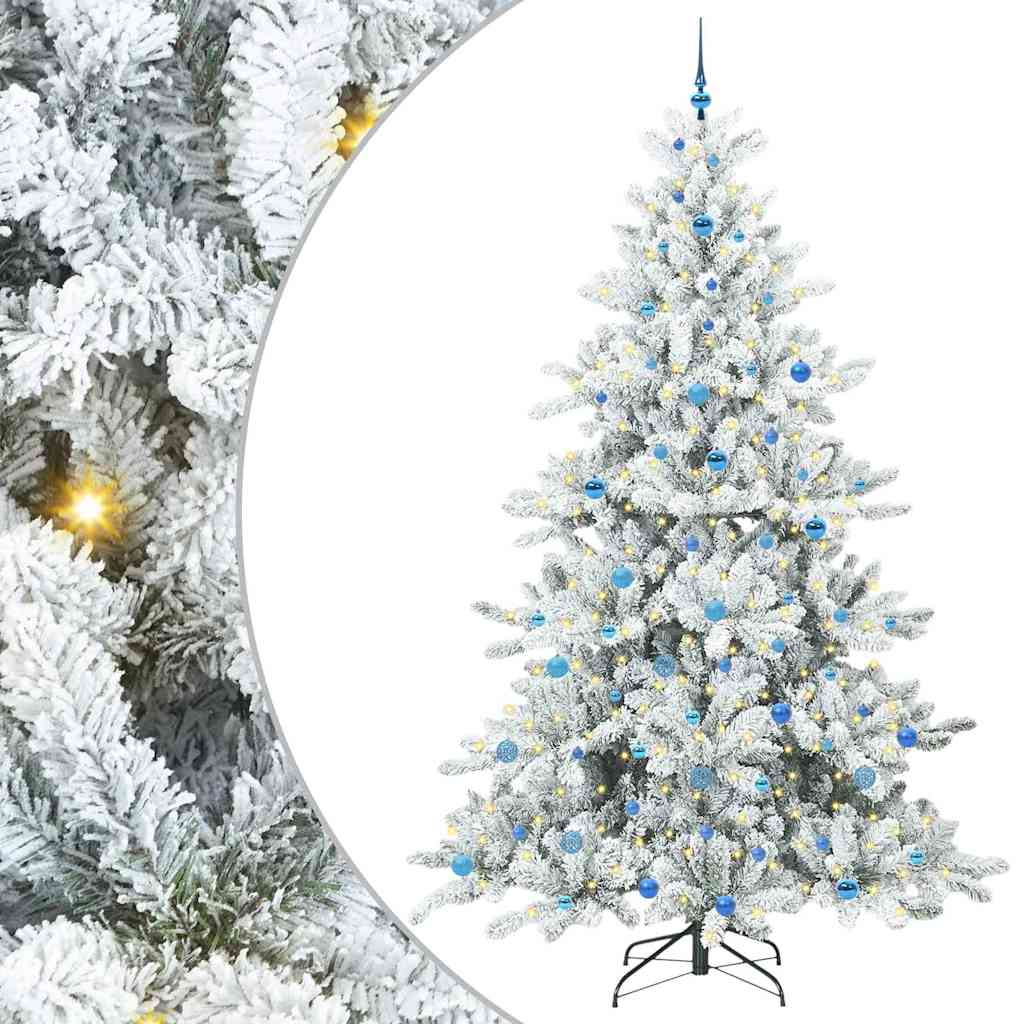 Artificial Hinged Christmas Tree White 240 cm PVC and Steel