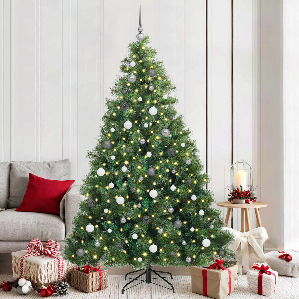 Artificial Christmas Tree with 300 LEDs Green 210 cm PE and PVC