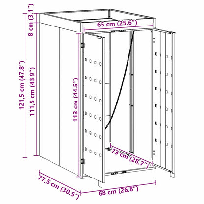 Wheelie Bin Storage with Planter Roof for Single 240L Bin Black
