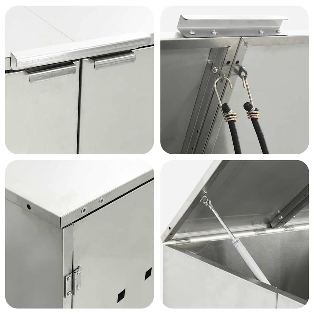 Wheelie Bin Storage with Gas Lift-up Lid for 240L Bin Silver