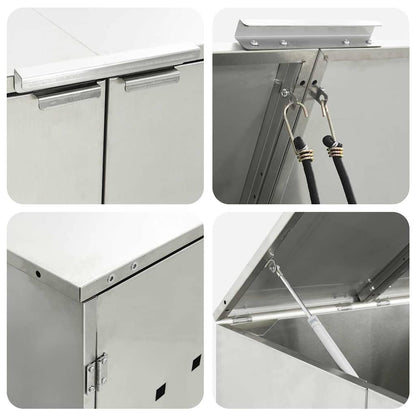 Wheelie Bin Storage with Gas Lift-up Lid for 240L Bin Silver