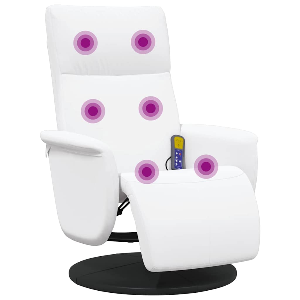 Massage Recliner Chair White 71 x 90 x 105 cm Faux Leather