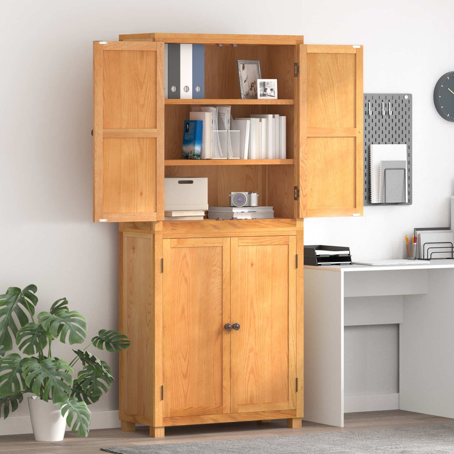 Storage Furniture Set with Shelf 2 pcs Natural 80 x 35 x 185 cm
