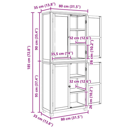 Storage Furniture Set with Shelf 2 pcs Natural 80 x 35 x 185 cm