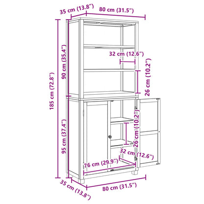 Storage Furniture Set with Shelf 2 pcs Natural 80 x 35 x 185 cm