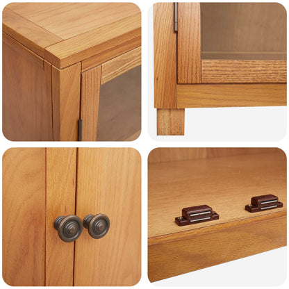 Storage Furniture Set with Shelf 2 pcs Natural Solid Oak Wood