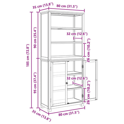Storage Furniture Set with Shelf 2 pcs Natural 80 x 35 x 185 cm