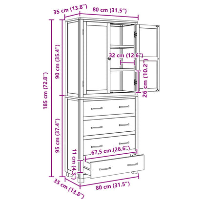 Storage Furniture Set with Shelf 2 pcs Natural 80 x 35 x 185 cm