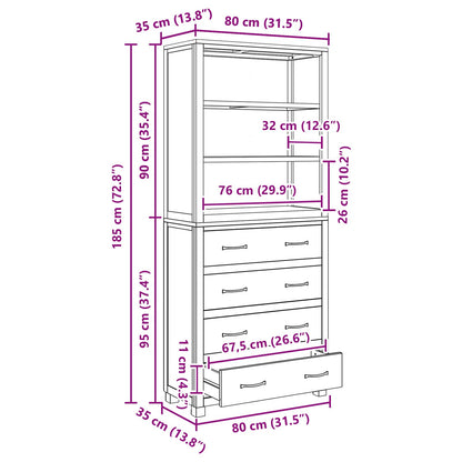 Storage Furniture Set with Shelf 2 pcs Natural 80 x 35 x 185 cm