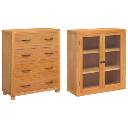 Storage Furniture Set with Shelf 2 pcs Natural 80 x 35 x 185 cm