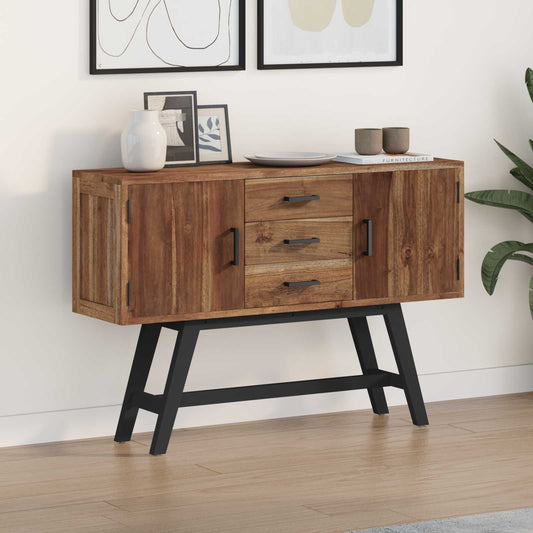 TV Stand 110 x 30 x 75 cm Natural Solid Teak Wood