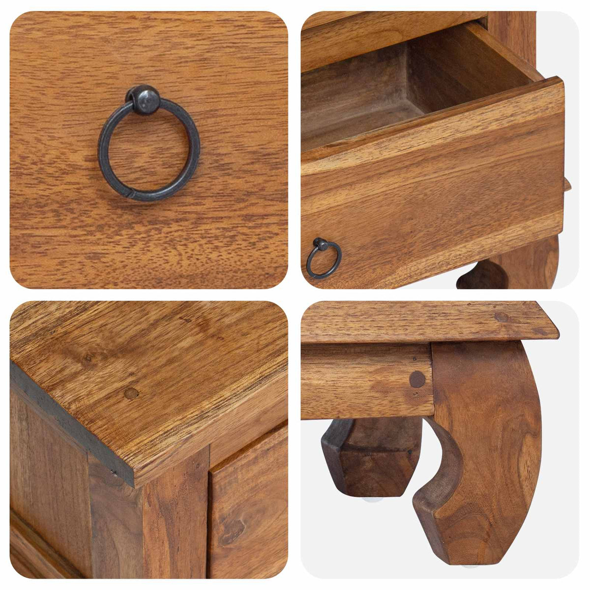 TV Stand with Drawer Natural 110 x 35 x 40 cm Solid Teak Wood