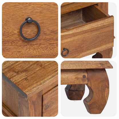 TV Stand with Drawer Natural 110 x 35 x 40 cm Solid Teak Wood