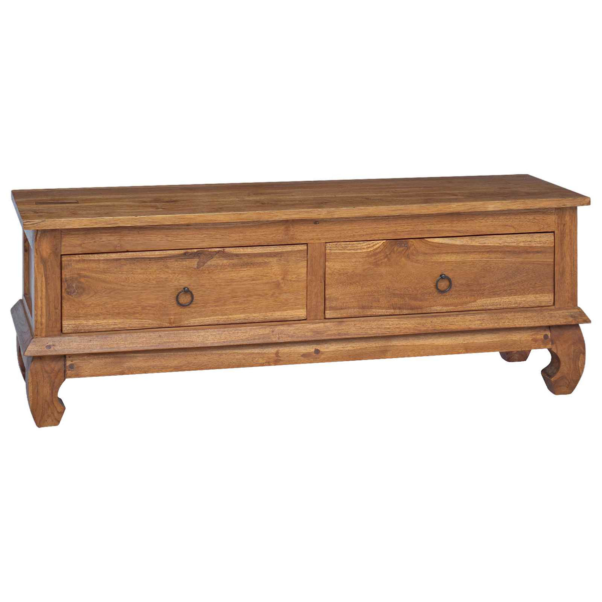 TV Stand with Drawer Natural 110 x 35 x 40 cm Solid Teak Wood