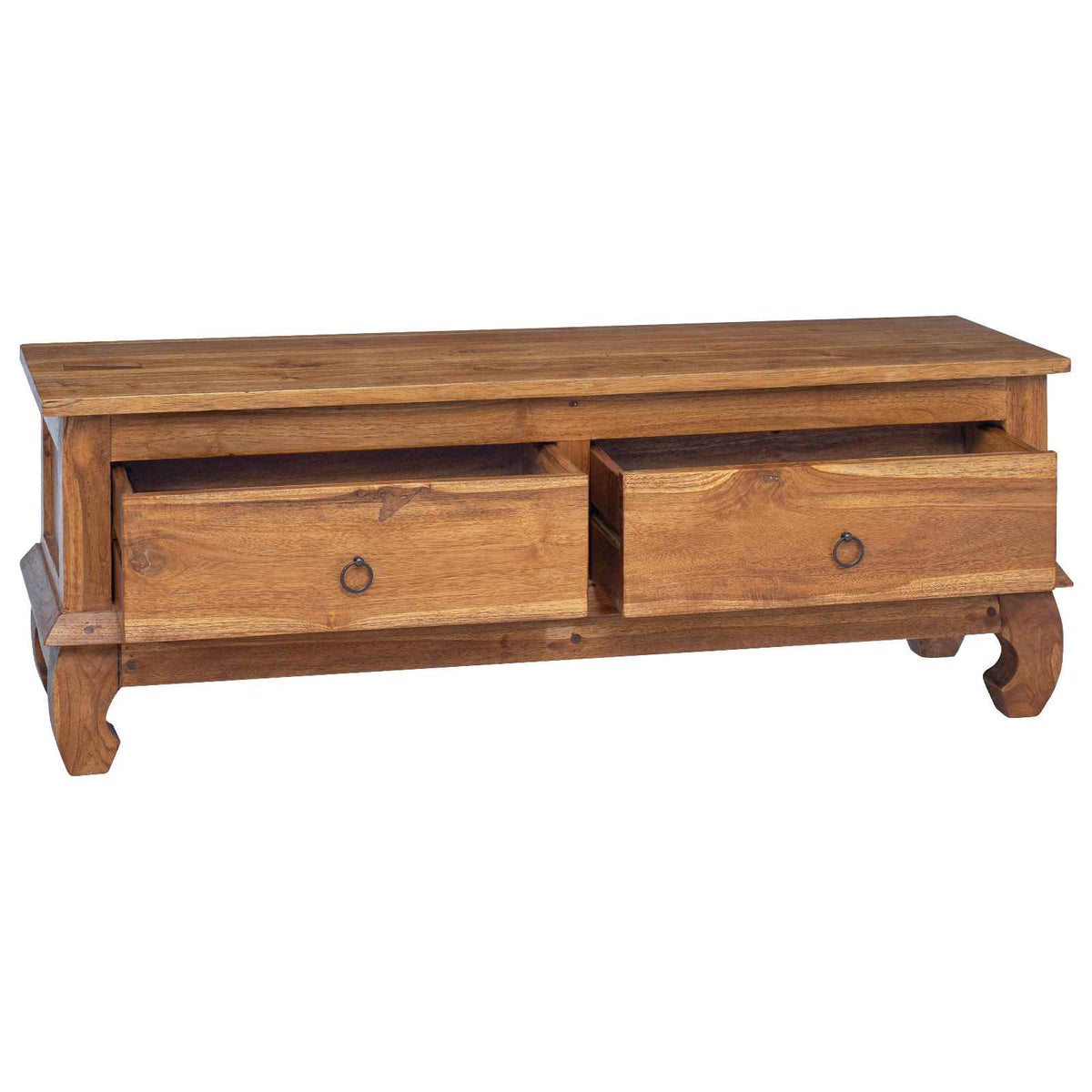 TV Stand with Drawer Natural 110 x 35 x 40 cm Solid Teak Wood