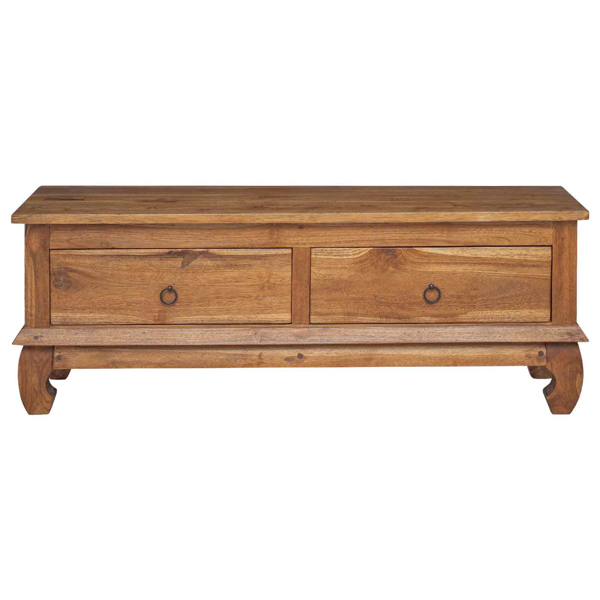 TV Stand with Drawer Natural 110 x 35 x 40 cm Solid Teak Wood