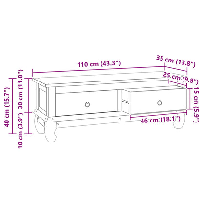 TV Stand with Drawer Natural 110 x 35 x 40 cm Solid Teak Wood