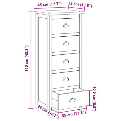 Chest of Drawers Natural 45 x 35 x 110 cm Solid Teak Wood