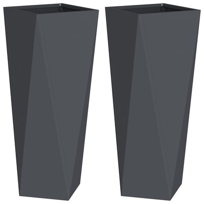Planter 2 pcs Anthracite 30 x 30 x 75 cm Steel