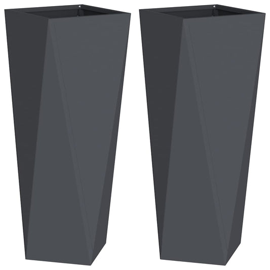 Planter 2 pcs Anthracite 30 x 30 x 75 cm Steel