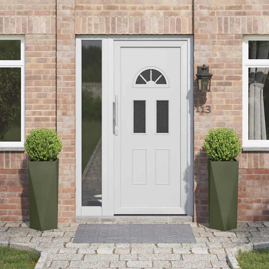 Planter 2 pcs Olive Green 30 x 30 x 75 cm Steel