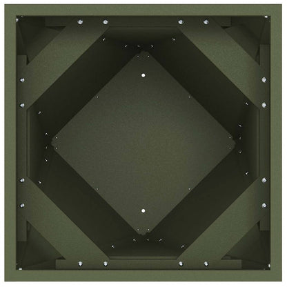 Planter 2 pcs Olive Green 30 x 30 x 75 cm Steel