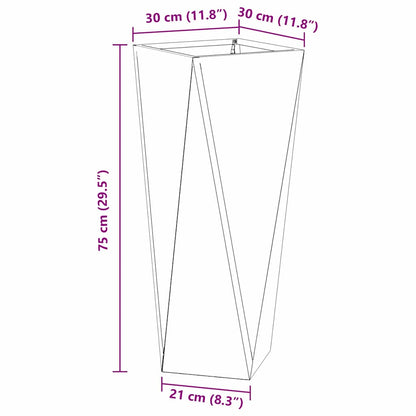 Planter 2 pcs Silver 30 x 30 x 75 cm Galvanised Steel