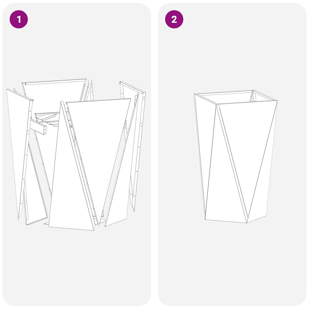 Planter 2 pcs White 40 x 40 x 75 cm Steel