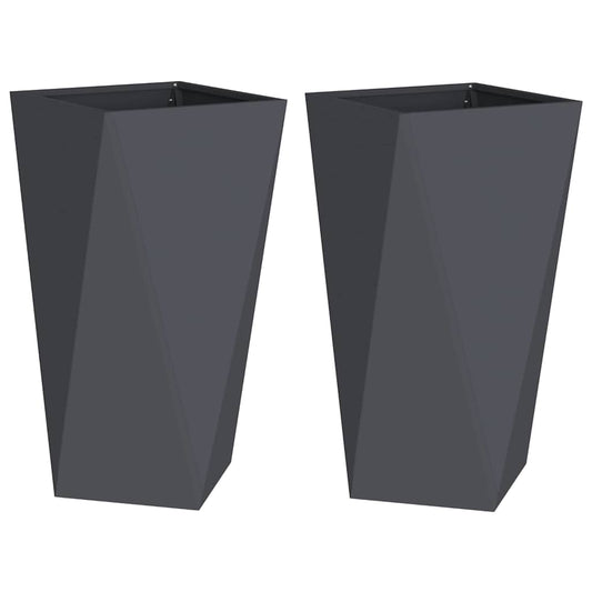 Planter 2 pcs Anthracite 40 x 40 x 75 cm Steel
