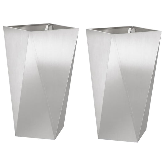 Planter 2 pcs Silver 40 x 40 x 75 cm Stainless Steel
