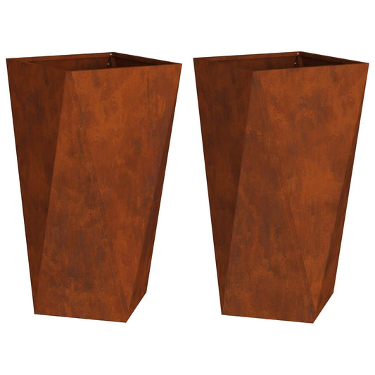 Planter 2 pcs Rusty 40 x 40 x 75 cm Weathering Steel