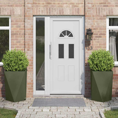 Planter 2 pcs Olive Green 50 x 50 x 75 cm Steel