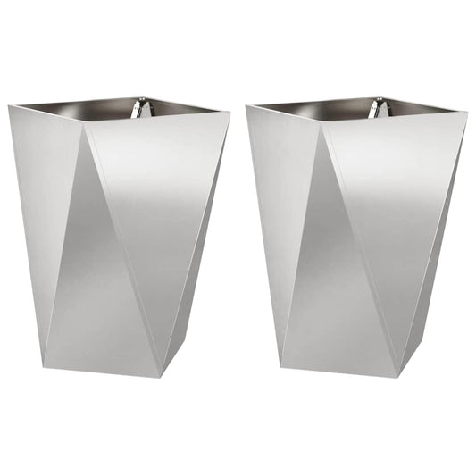 Planter 2 pcs Silver 50 x 50 x 75 cm Stainless Steel