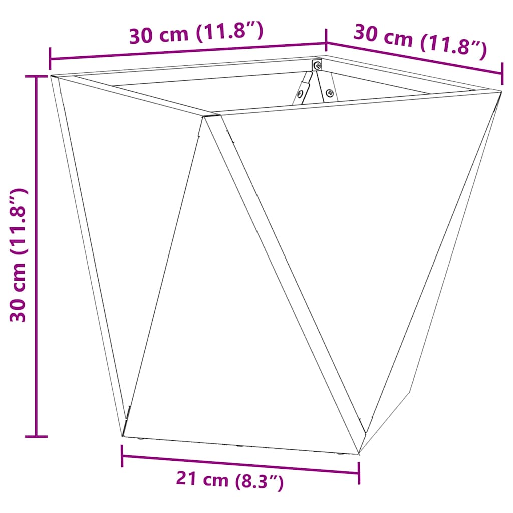 Planter Black 30 x 30 x 30 cm Steel