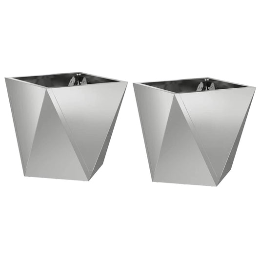 Planter 2 pcs Silver 30 x 30 x 30 cm Galvanised Steel