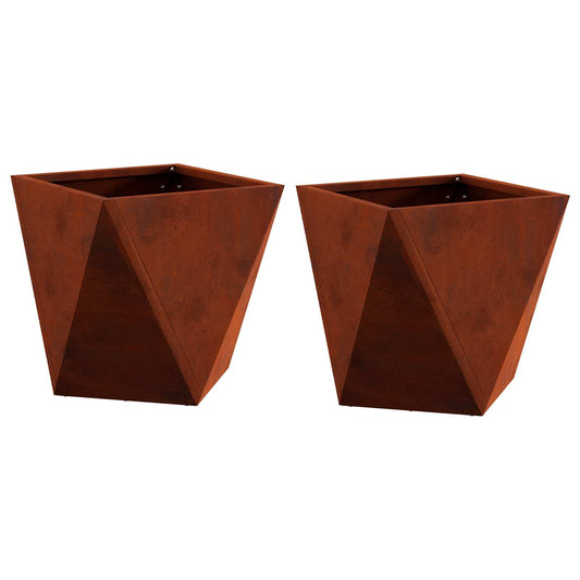 Planter 2 pcs Rusty 30 x 30 x 30 cm Weathering Steel