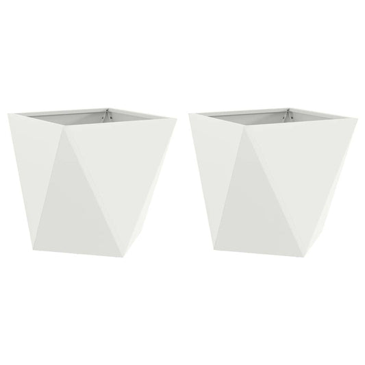 Planter 2 pcs White 40 x 40 x 40 cm Steel