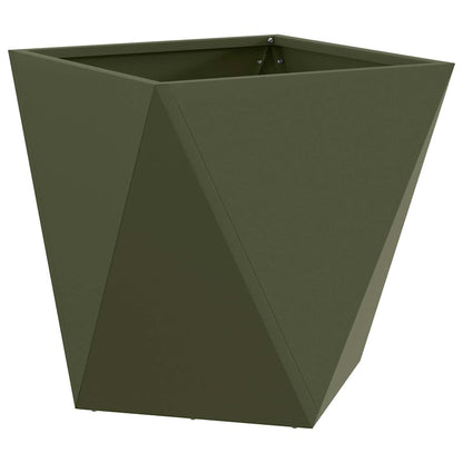Planter 2 pcs Olive Green 40 x 40 x 40 cm Steel