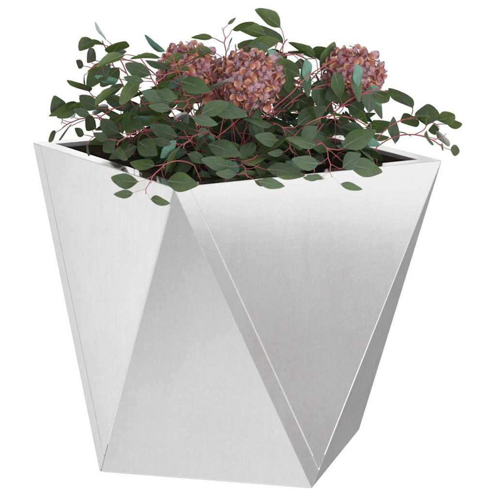 Planter 2 pcs Silver 40 x 40 x 40 cm Stainless Steel