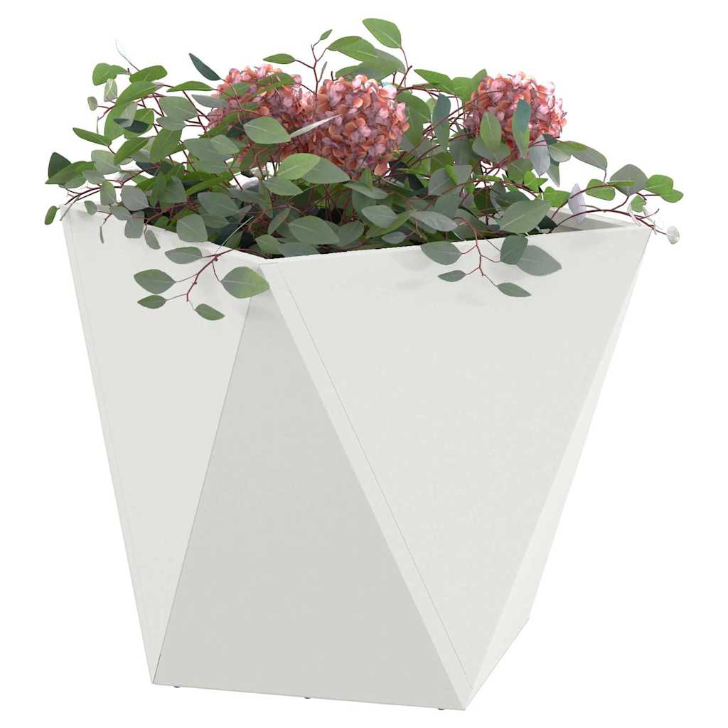 Planter 2 pcs White 50 x 50 x 50 cm Steel