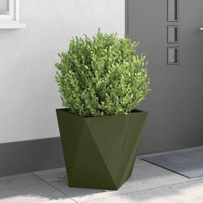 Planter 2 pcs Olive Green 50 x 50 x 50 cm Steel