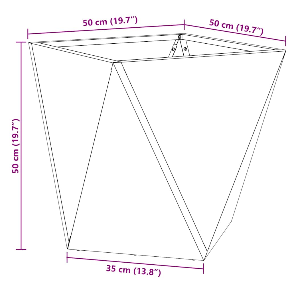 Planter 2 pcs Silver 50 x 50 x 50 cm Stainless Steel