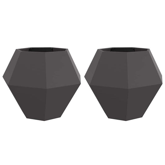 Planter 2 pcs Black 100 x 100 x 80 cm Steel