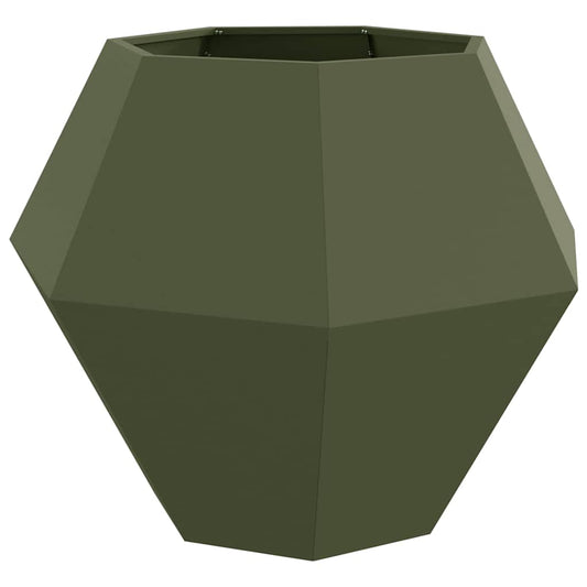 Planter Olive Green 100 x 100 x 80 cm Steel