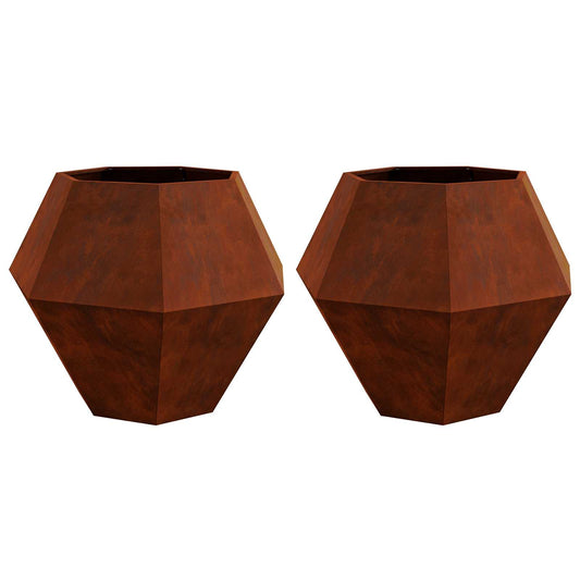 Planter 2 pcs Rusty 100 x 100 x 80 cm Weathering Steel