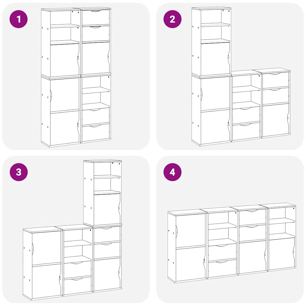 Side Cabinets 4 pcs "ODDA" 40x24x79 cm Solid Wood Pine